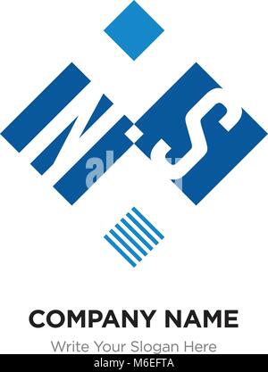 Abstract letter NS or SN logo design template, Black Alphabet initial letters company name concept. Flat thin line segments connected to each other Stock Vector