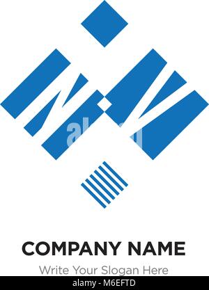 Abstract letter NV or VN logo design template, Black Alphabet initial letters company name concept. Flat thin line segments connected to each other Stock Vector