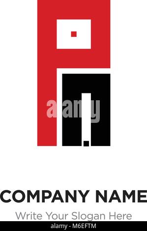 Abstract letter PA or AP logo design template, Black Alphabet initial letters company name concept. Flat thin line segments connected to each other Stock Vector