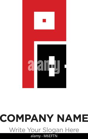 Abstract letter PB or BP logo design template, Black Alphabet initial letters company name concept. Flat thin line segments connected to each other Stock Vector