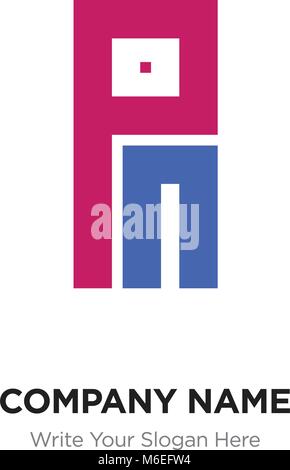 Abstract letter PM or MP logo design template, Black Alphabet initial letters company name concept. Flat thin line segments connected to each other Stock Vector