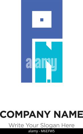 Abstract letter PN or NP logo design template, Black Alphabet initial letters company name concept. Flat thin line segments connected to each other Stock Vector