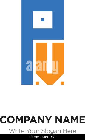 Abstract letter PV or VP logo design template, Black Alphabet initial letters company name concept. Flat thin line segments connected to each other Stock Vector