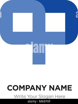 Abstract letter QP or PQ logo design template, Black Alphabet initial letters company name concept. Flat thin line segments connected to each other Stock Vector