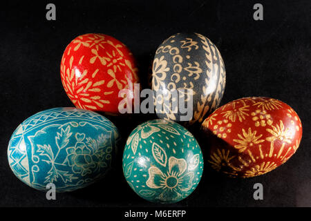 Easter hand painted eggs. Stock Photo