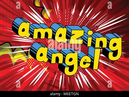 Amazing Angel - Comic book style phrase on abstract background. Stock Vector