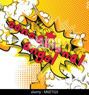 Sensational Angel - Comic book style phrase on abstract background. Stock Vector