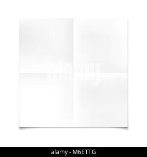 Folded paper mockup card isolated on white background Stock Vector