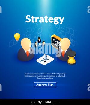 Strategy poster of isometric color design Stock Vector
