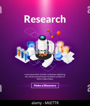 Research poster of isometric color design Stock Vector