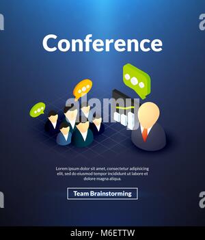 Conference poster of isometric color design Stock Vector