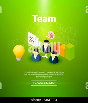 Team poster of isometric color design Stock Vector