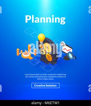 Planning poster of isometric color design Stock Vector