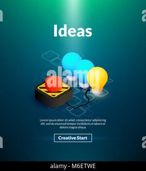 Ideas poster of isometric color design Stock Vector