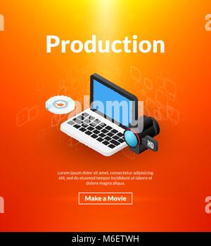 Production poster of isometric color design Stock Vector