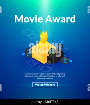 Movie award poster of isometric color design Stock Vector