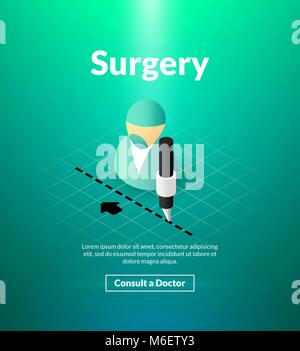 Surgery poster of isometric color design Stock Vector