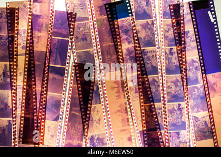 Stack of old films on the light background. Stock Photo