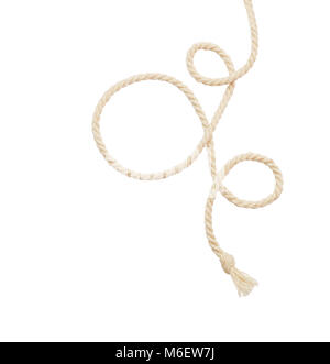 Beige cotton twisted rope isolated on white background Stock Photo