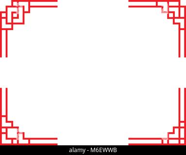 Set of Chinese line corner in classic style, vector design Stock Vector