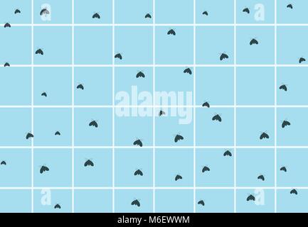 Many drain fly on dirty bathroom wall, vector art design Stock Vector