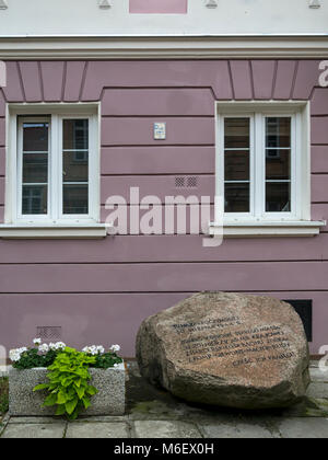 WARSAW, POLAND - JUNE 20, 2016:  One of the many plaques which commemorate events during the Warsaw Uprising in 1944 during WW2 Stock Photo