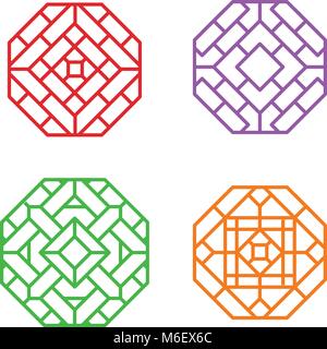 Chinese octagon window frame and symbol in vector design Stock Vector