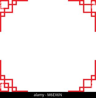 Set of Chinese line corner in classic style, vector design Stock Vector