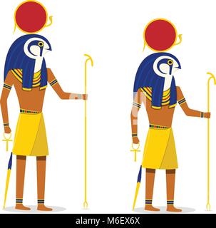Ra, god of the sun isolated on white in vector art design Stock Vector
