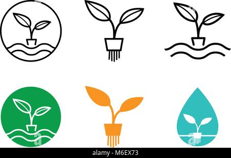 Hydroponics plants logo and symbol, vector art design Stock Vector