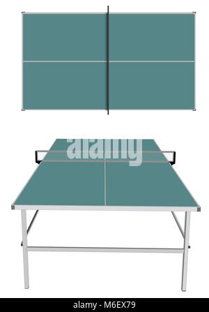 table tennis isolated on white top and front Stock Vector