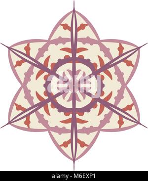 Vector hand drawn mandala snoflake. Abstract pattern. Vintage decorative Asian, Islam, Indian, Arabic, Turkish, Aztec elements. Coloring page template Stock Vector