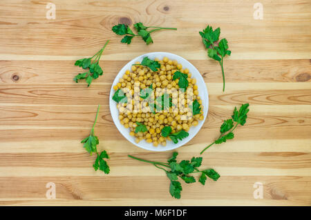 Cheakpea and parsley top view Stock Photo