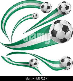 nigeria flag set with soccer ball isolatet on white Stock Vector