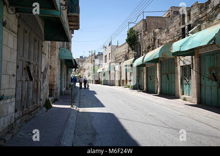 Shuhada street: Palestinian shops closed in Al Khalil / Hebron - Palestine. © Antonio Ciufo Stock Photo