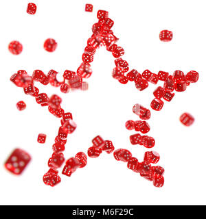 Red casino dices shaped together into a star isolated on white background. Luck in casino concept Stock Photo