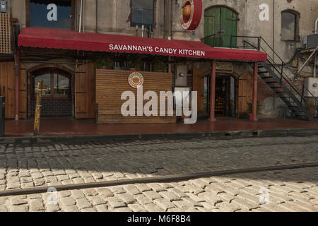 Savannah's Candy Kitchen as seen on River Street in Sanvannah Georgia USA Stock Photo