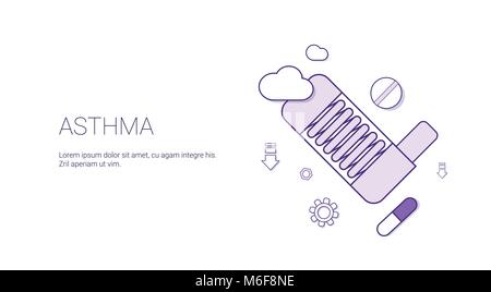 Asthma Disease Health Care Sickness Treatment Concept Template Web Banner With Copy Space Stock Vector