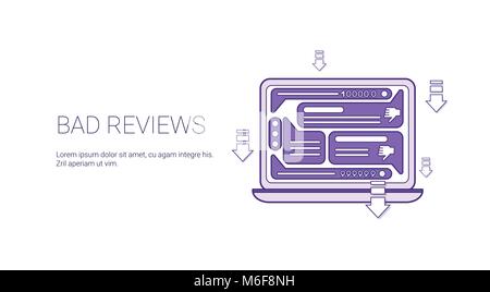 Bad Reviews Negative Feedback Template Web Banner With Copy Space Stock Vector