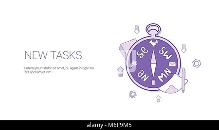 New Task Scheduling Template Web Banner With Copy Space Stock Vector