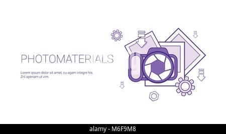 Photo Materials Media Data Concept Template Web Banner With Copy Space Stock Vector