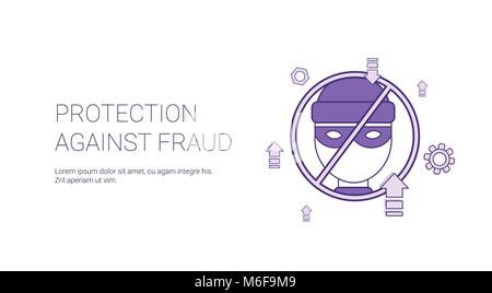 Protection Against Fraud Template Web Banner With Copy Space Stock Vector