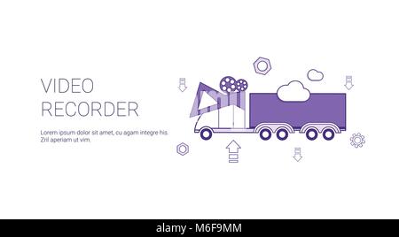 Video Recorder In Car Template Web Banner With Copy Space Stock Vector