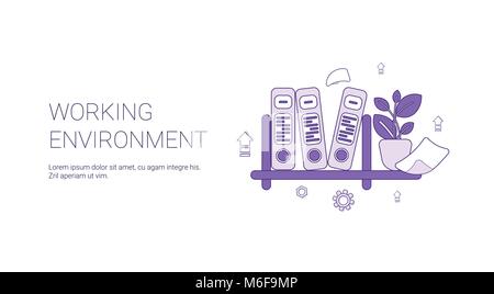 Working Environment Workplace Concept Template Web Banner With Copy Space Stock Vector