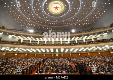 Beijing, China. 3rd Mar, 2018. The first session of the 13th National Committee of the Chinese People's Political Consultative Conference (CPPCC) opens at the Great Hall of the People in Beijing, capital of China, March 3, 2018. Credit: Li Xueren/Xinhua/Alamy Live News Stock Photo