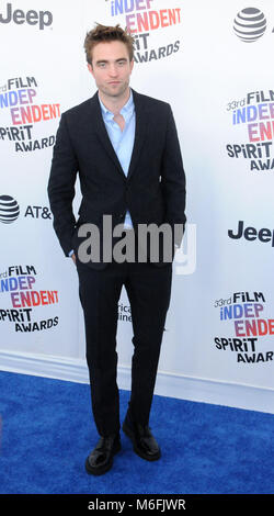 SANTA MONICA, CA - MARCH 03: Actor Robert Pattinson attends the 2018 Film Independent Spirit Awards on March 3, 2018 in Santa Monica, California Photo by Barry King/Alamy Live News Stock Photo