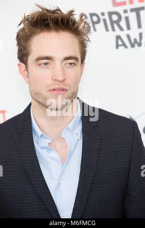 Robert Pattinson attends the Independent Spirit Awards on March 3, 2018 in Santa Monica, California. Stock Photo