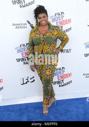 SANTA MONICA, CA - MARCH 03: April Reign attends the 2018 Film Independent Spirit Awards on March 3, 2018 in Santa Monica, California Photo by Barry King/Alamy Live News Stock Photo