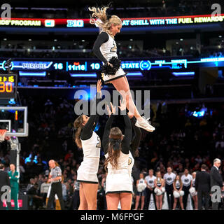 New York, New York, USA. 3rd Mar, 2018. Purdue Boilermakers cheerleaders during semifinals at the Big Ten Conference Tournament at Madison Square Garden in New York City. Purdue defeated Penn State 78-70. Duncan Williams/CSM/Alamy Live News Stock Photo