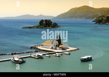 Vlacherna orthodox monastery, Pontikonisi island, Corfu, Greece Stock Photo